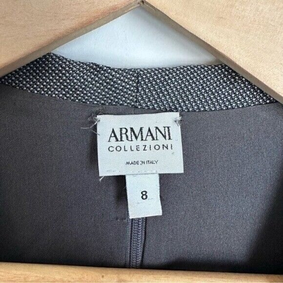 Giorgio Armani Collezioni Italy Wool Silk Blend Gray Cap Sleeve Dress Sz 8 $1049 - Picture 8 of 11